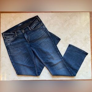 Silver Jeans Womens Tuesday Slim Bootcut Jeans 34x33 Low Rise Distressed Dark